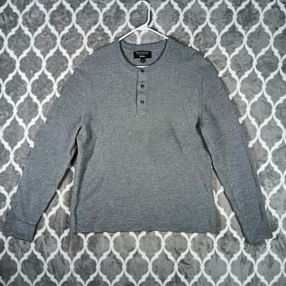 Banana Republic Sweater Mens XLT Gray Italian Merino Wool Henley Long Sleeve - Picture 1 of 8